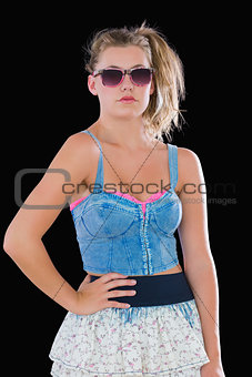 Woman styled in eighties fashion