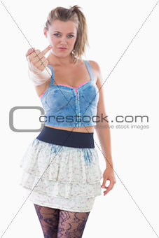 Woman giving the middle finger