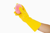 Female hand holding sponge