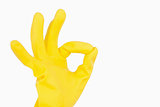 Hand in glove showing ok symbol