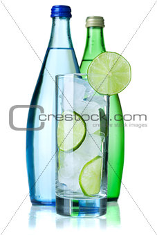 Glass of water with lime and ice