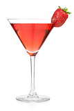 Strawberry alcohol cocktail in martini glass