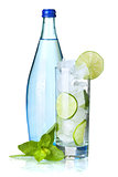 Glass of water with lime and ice