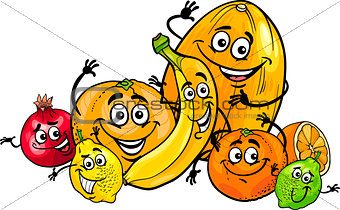 citrus fruits group cartoon illustration