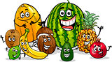 tropical fruits group cartoon illustration