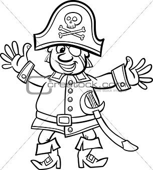 pirate captain cartoon for coloring book