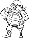 pirate cartoon illustration for coloring book