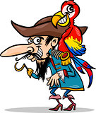 pirate with parrot cartoon illustration
