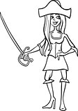  woman pirate cartoon for coloring book