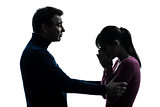 couple woman crying man consoling   silhouette