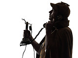 sherlock holmes silhouette on the phone