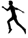 young man  running silhouette 
