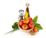 Ripe tomatoes, basil, olive oil, pepper
