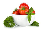 Ripe tomatoes, basil and parsley