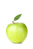 A Ripe Green Apple with leaf