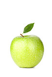 A Ripe Green Apple with water drops