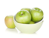 Green apples in fruit bowl