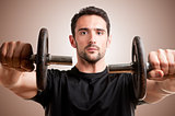 Man Working Out With Dumbbels