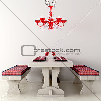 Holiday table and chandelier