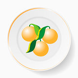 The dish, pattern with oranges