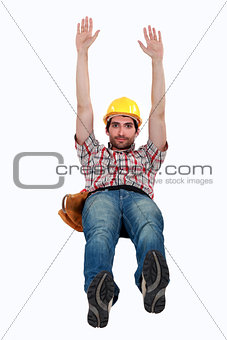 Construction worker on glass