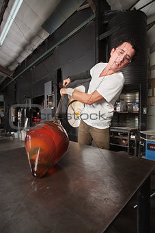 Man Shaping Glass Vase