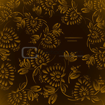Seamless floral background pattern with gold flowers 