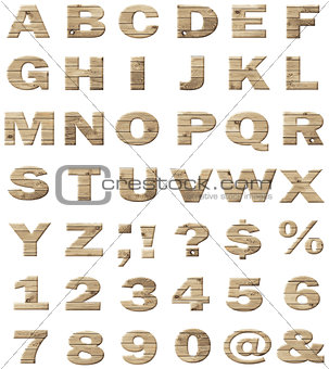 Wooden vector alphabet