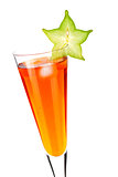 Orange alcohol cocktail with carambola