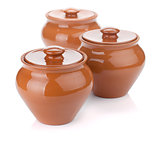 Three clay pots