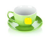 Green tea cup and teabag