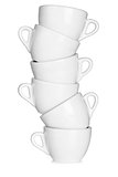 Six white coffee cups