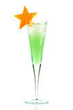 Mint Champagne alcohol cocktail with orange star