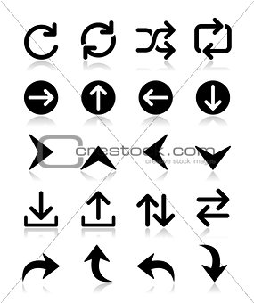 Arrow vector icon sets isolated on white