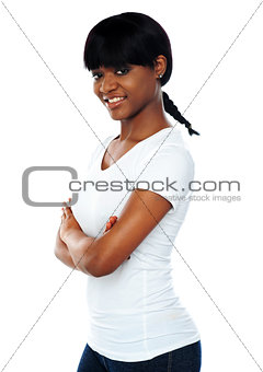 Happy teen girl half length portrait