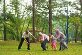 Muslim family having fun at outdoor 