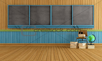 Wooden empty classroom