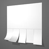 Blank advertisement with cut slips on gray wall