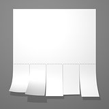 Blank advertisement with cut slips on gray wall