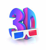 3D glasses with words that say "3D"