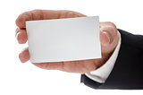 Blank business card in a hand