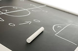 Soccer strategy plan on a chalkboard