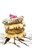 Stack of  cookies decorated with chocolate