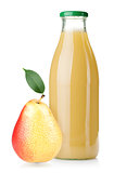 Bottle of pear juice and ripe pear