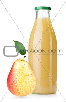 Bottle of pear juice and ripe pear
