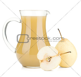 Jug of pear juice and ripe white pears