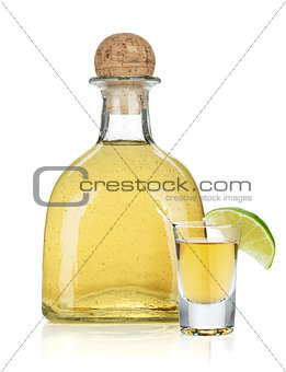 Bottle of gold tequila