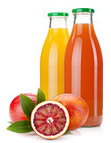 Orange and grapefruit juice bottles