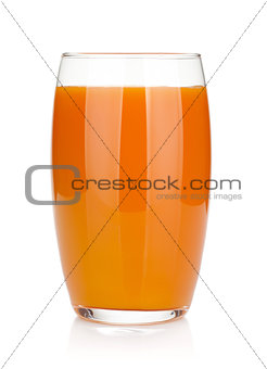 Fresh carrot juice glass