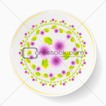 The dish, painting  floral pattern